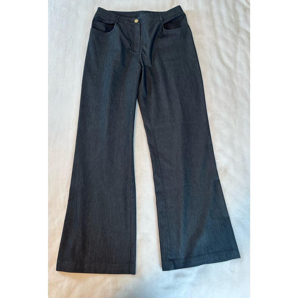 St John Collection Marie Gray Size 10 Wide Leg Black Pant